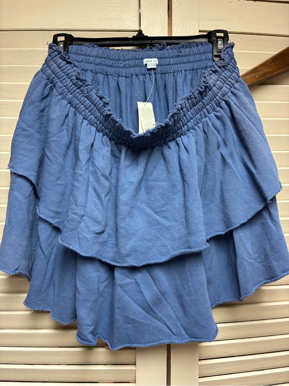 aerie Blue Tiered Ruffle Skater Skirt